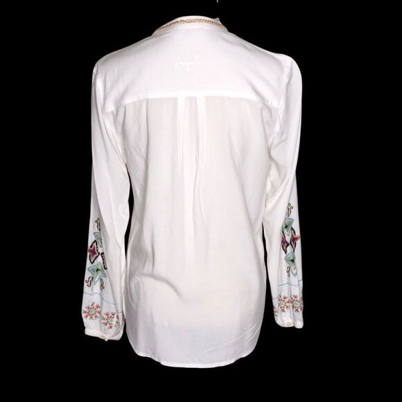 Desigual Art to Wear Embroidered Tunic Top Long Sleeve White Size Medium - Picture 6 of 11